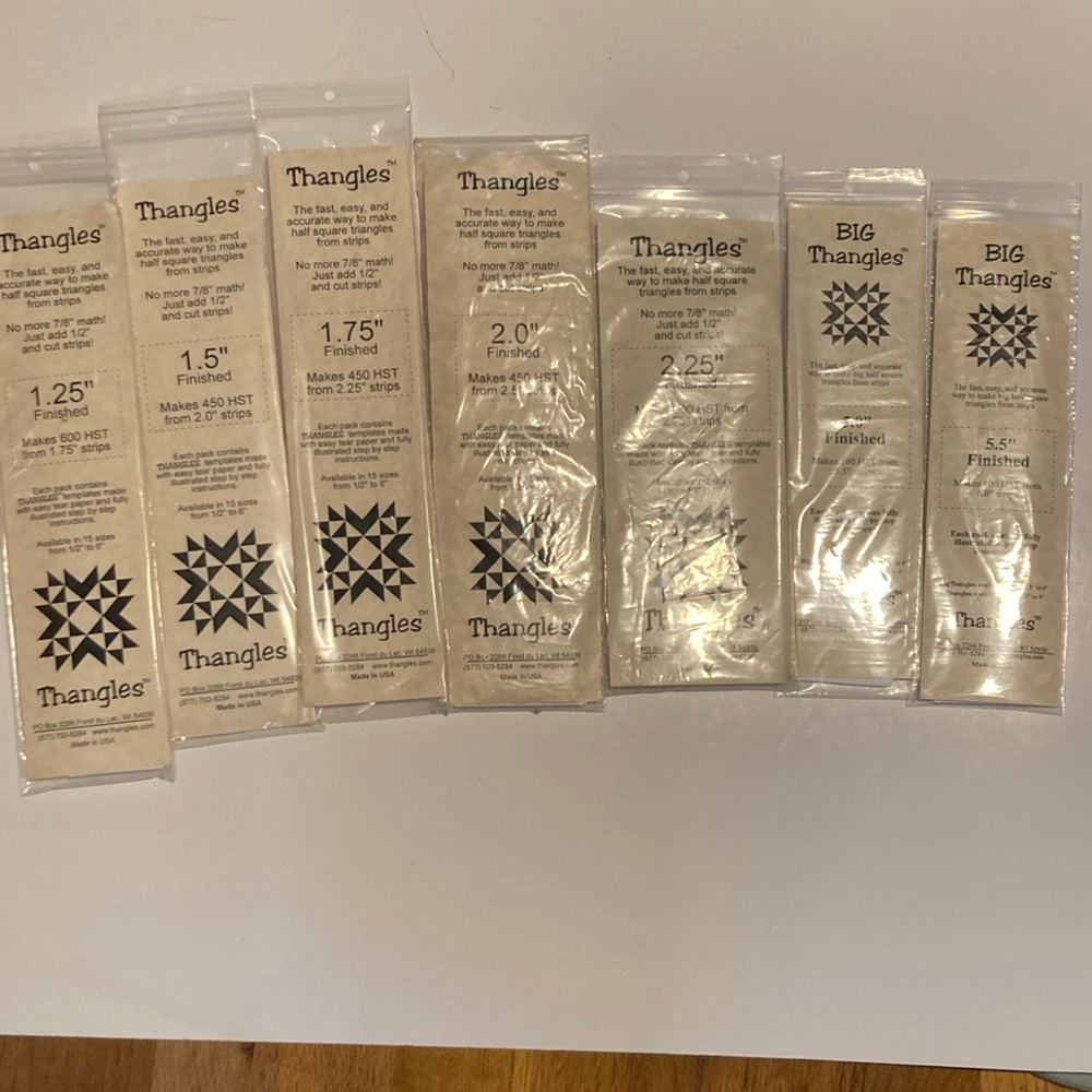 Thangles bundles plus quilting project pattenrs, half inch square triangles new